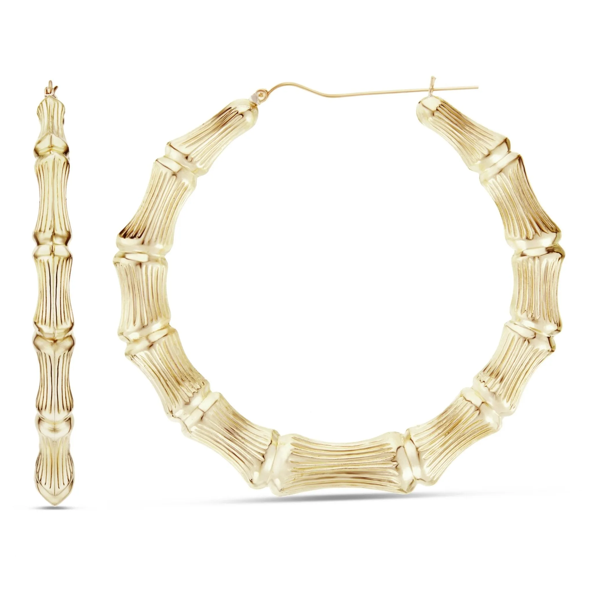 10K Gold Bamboo Hoops