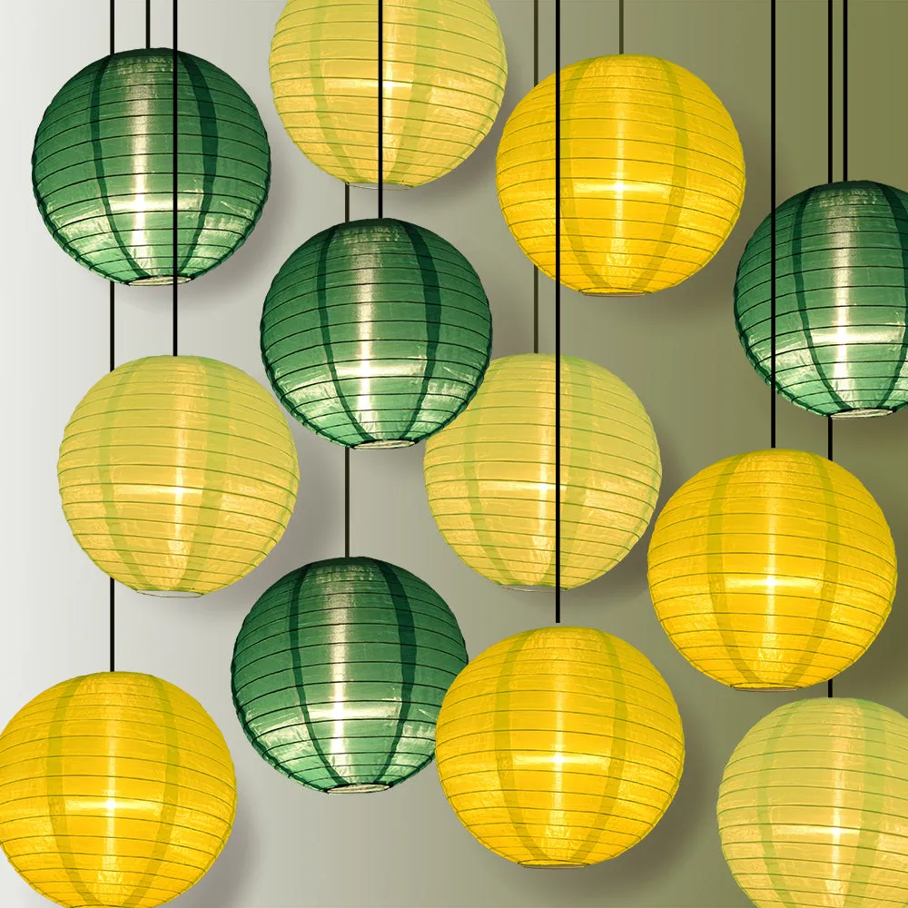 12-Pack of Jumbo Multicolor Green Nylon Lanterns Party Pack
