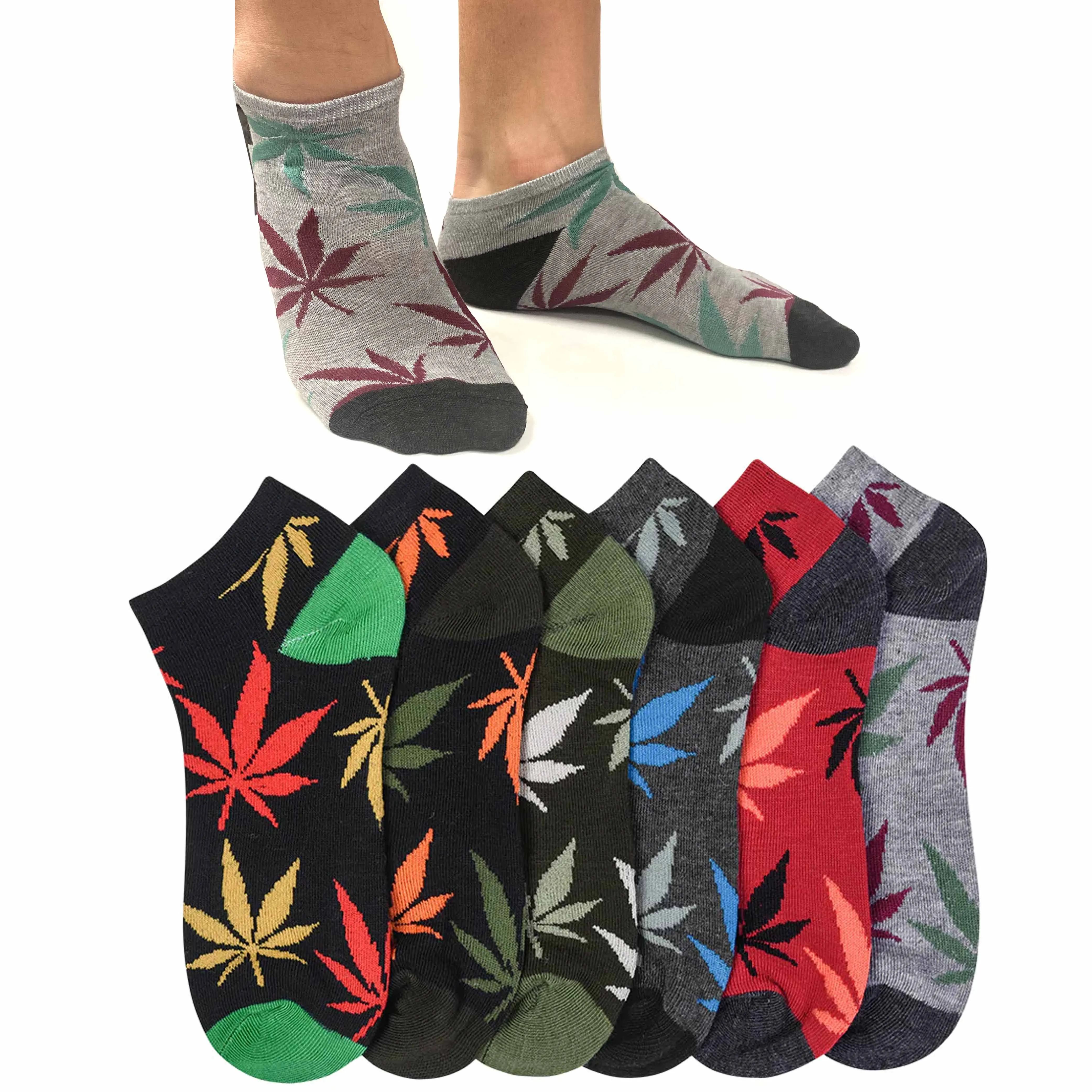 12 Pairs Novelty 420 Gift Socks Smoker Leaf Pot Ankle Casual Low Cut Men 10-13