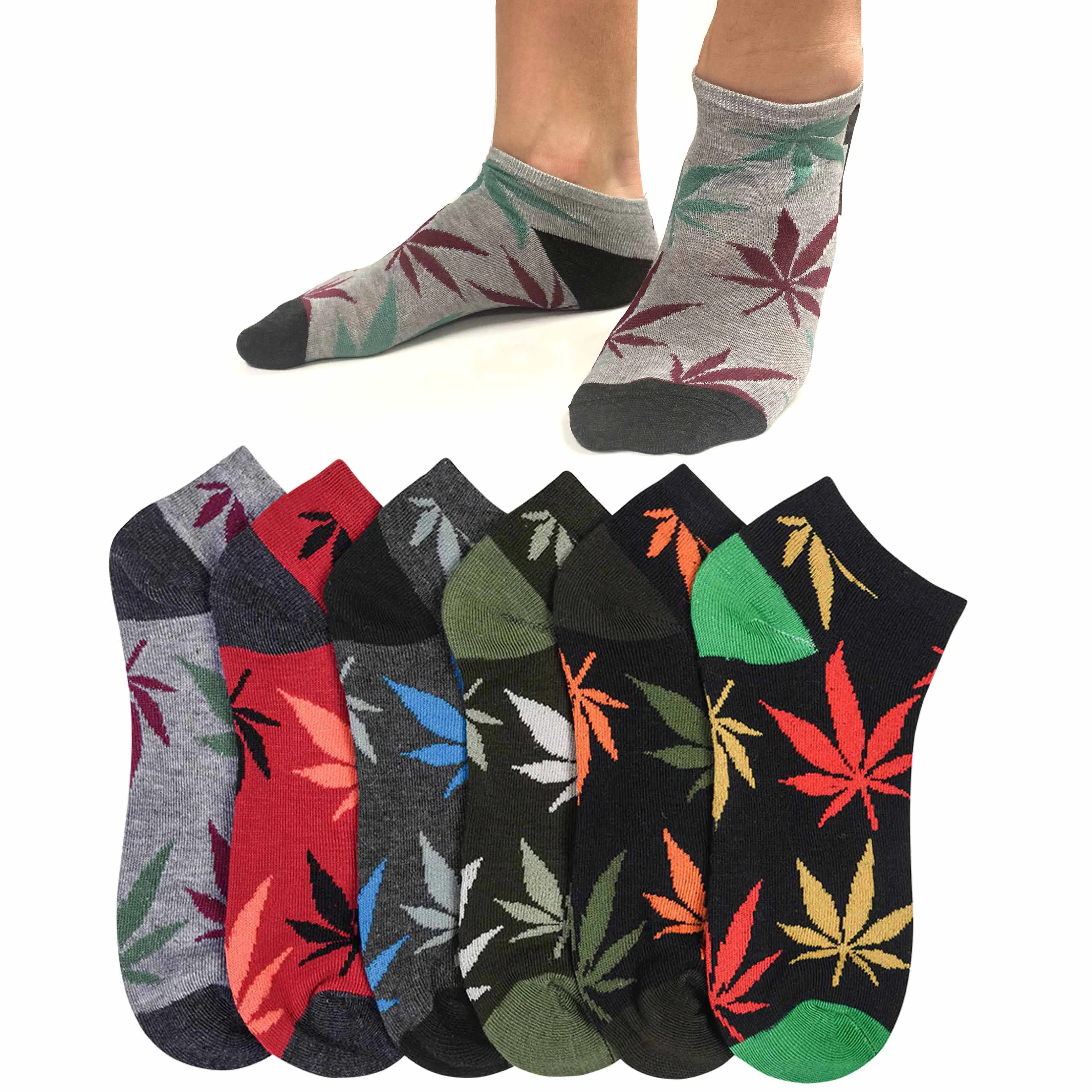 12 Pairs Novelty 420 Gift Socks Smoker Leaf Pot Ankle Casual Low Cut Men 10-13