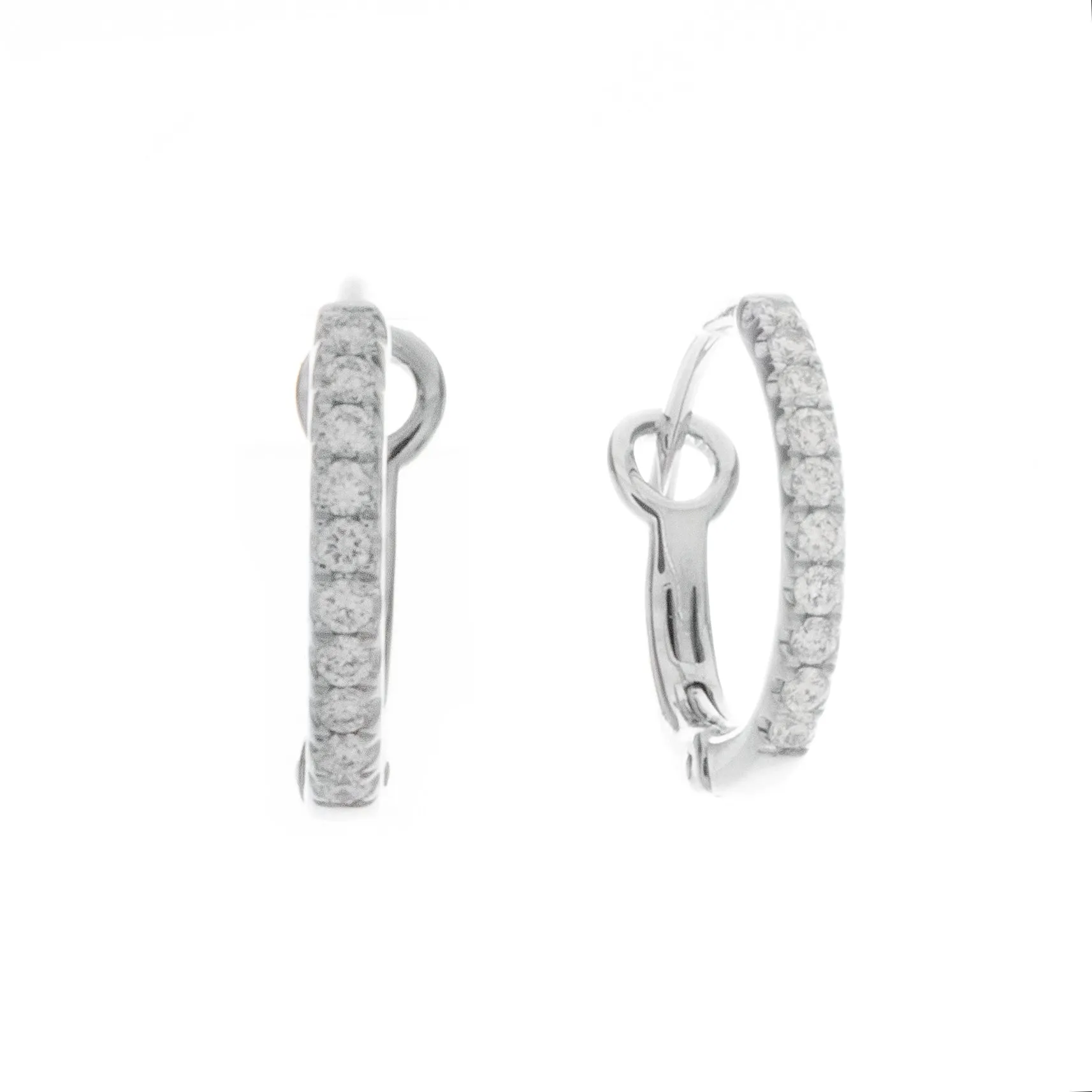 14k Gold Small Diamond Hoops