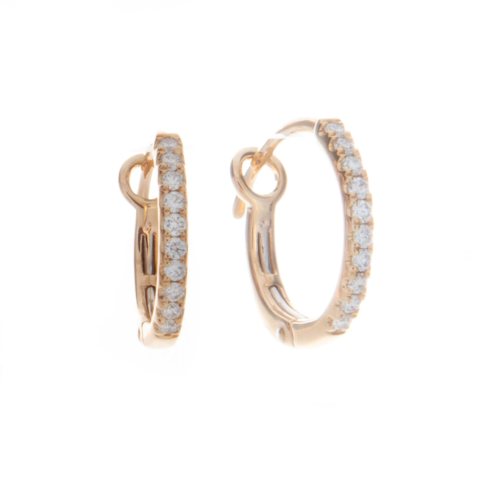 14k Gold Small Diamond Hoops