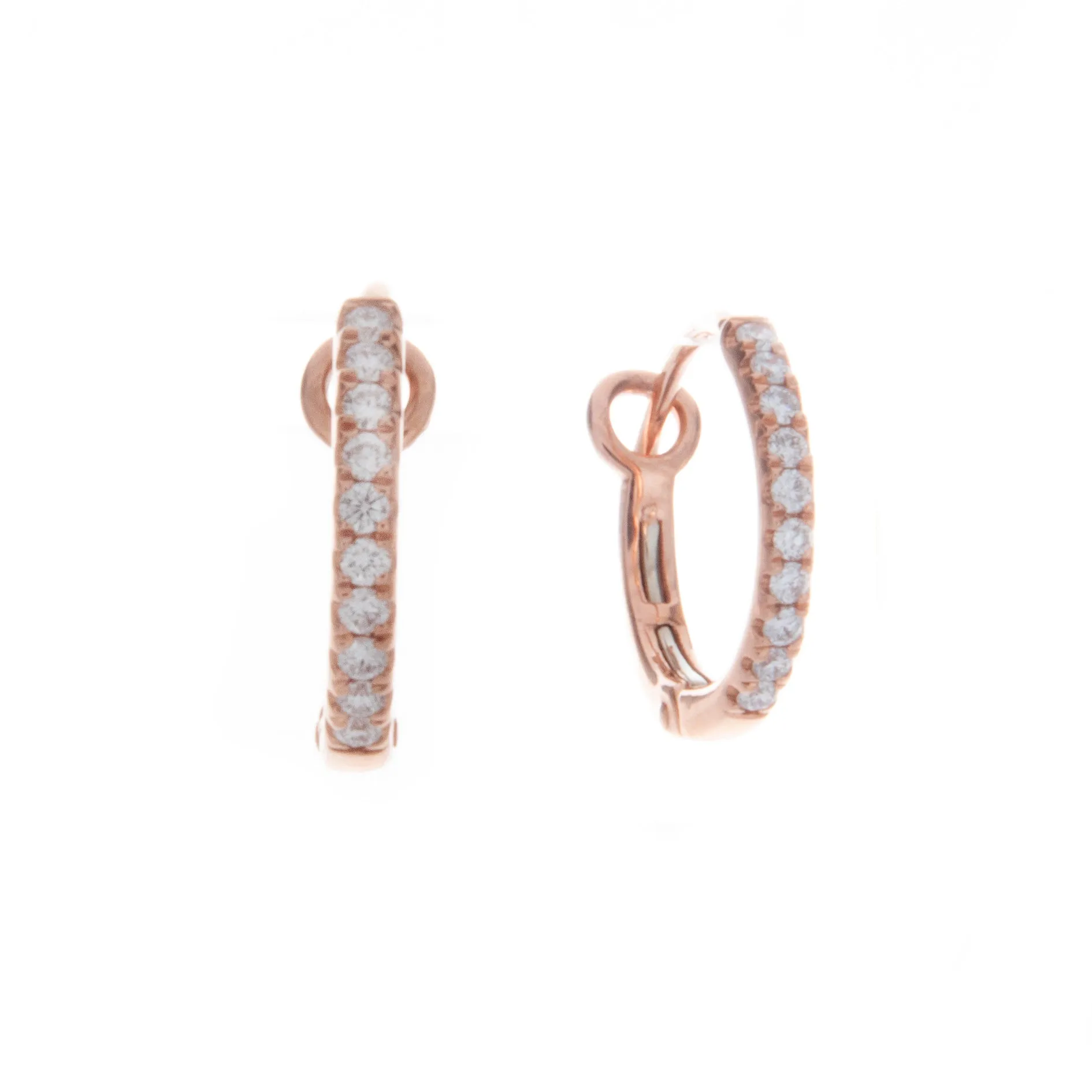 14k Gold Small Diamond Hoops