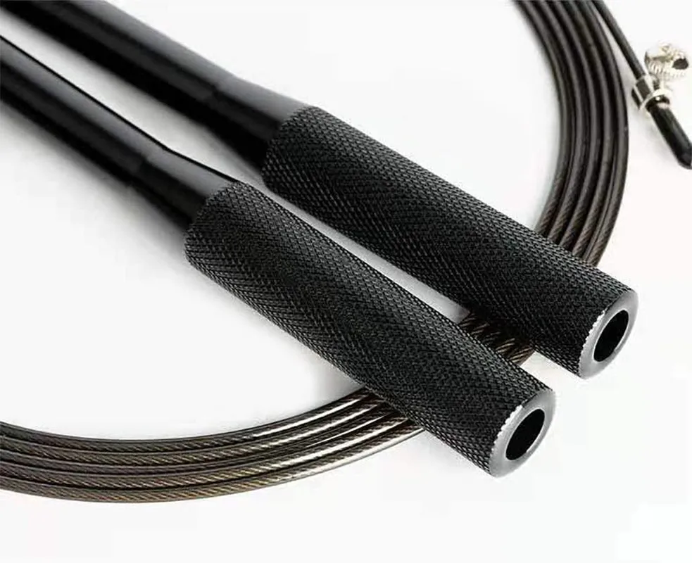 Adjustable Steel Cable Jump Fitness Rope-Black