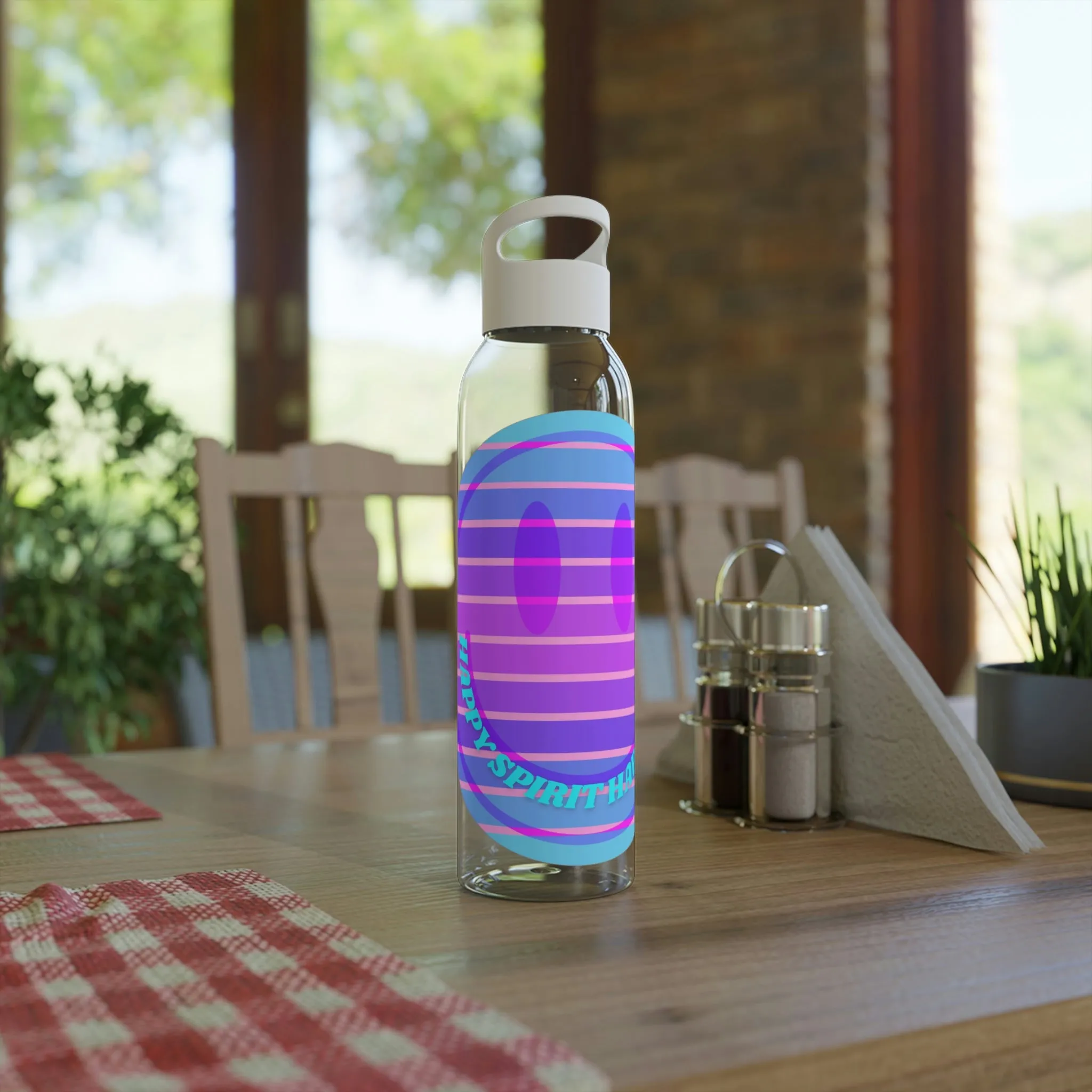 Aesthetic Happy Spirit Happy Life Water Bottle,  Aesthetic Pink, Smile Face, Trendy Tumblr Bottle, Happy Mind Tumbler, BPA Free Smil