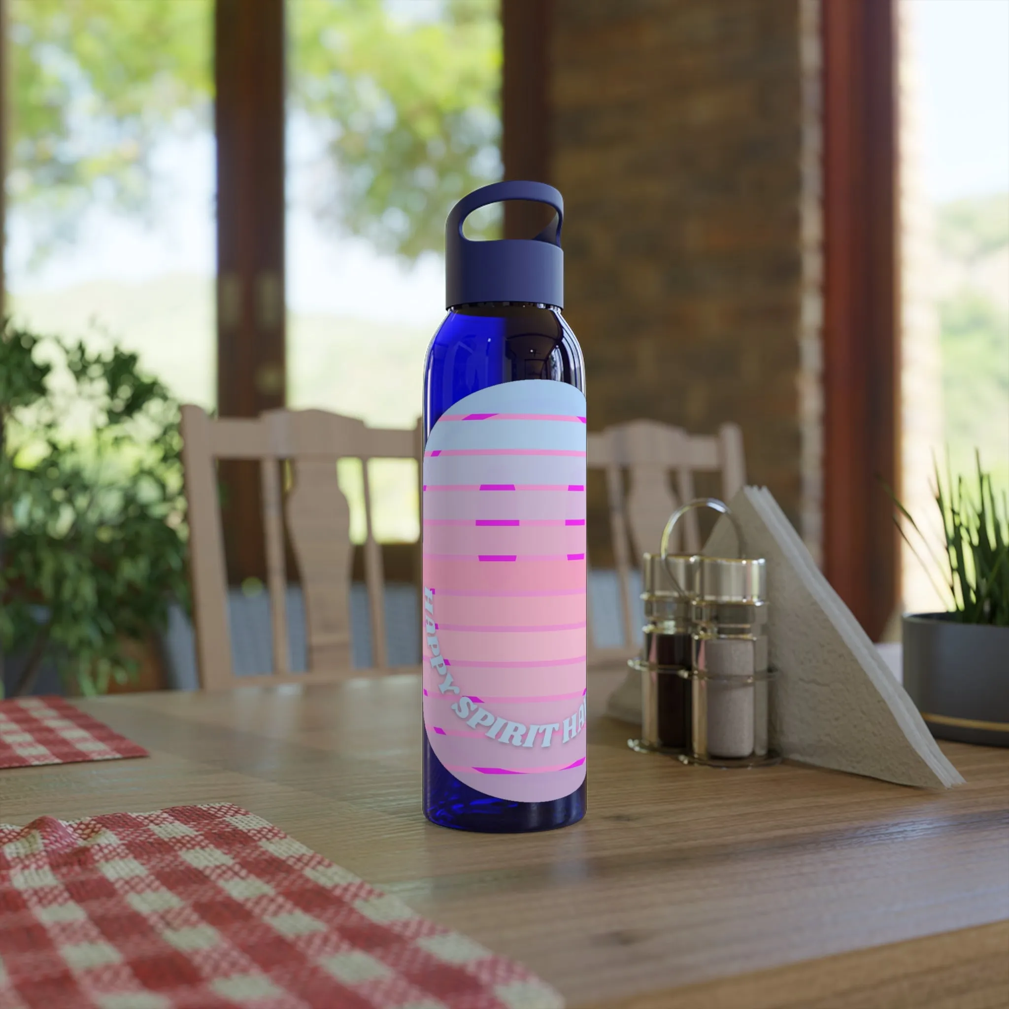 Aesthetic Happy Spirit Happy Life Water Bottle,  Aesthetic Pink, Smile Face, Trendy Tumblr Bottle, Happy Mind Tumbler, BPA Free Smile Bottle