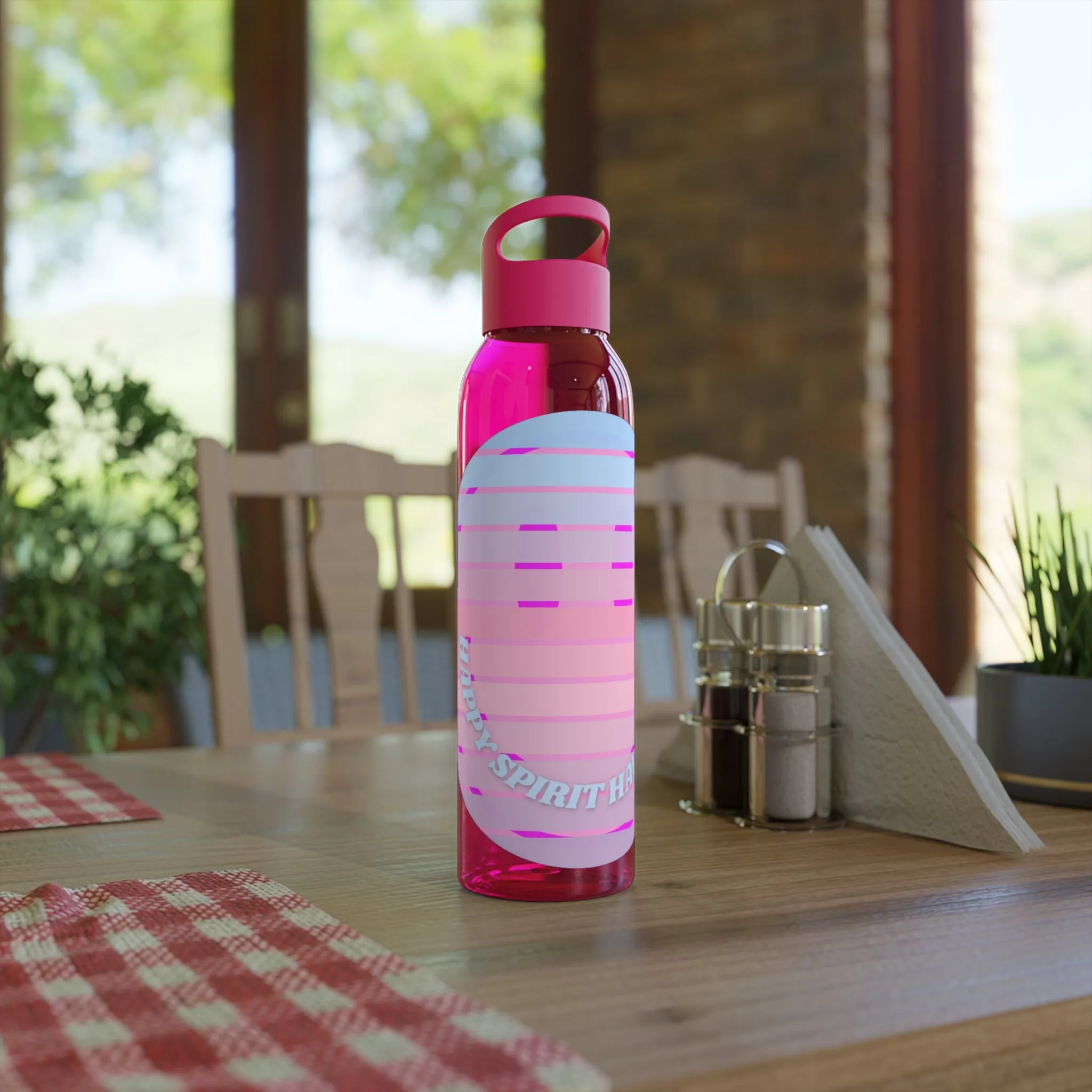Aesthetic Happy Spirit Happy Life Water Bottle,  Aesthetic Pink, Smile Face, Trendy Tumblr Bottle, Happy Mind Tumbler, BPA Free Smile Bottle