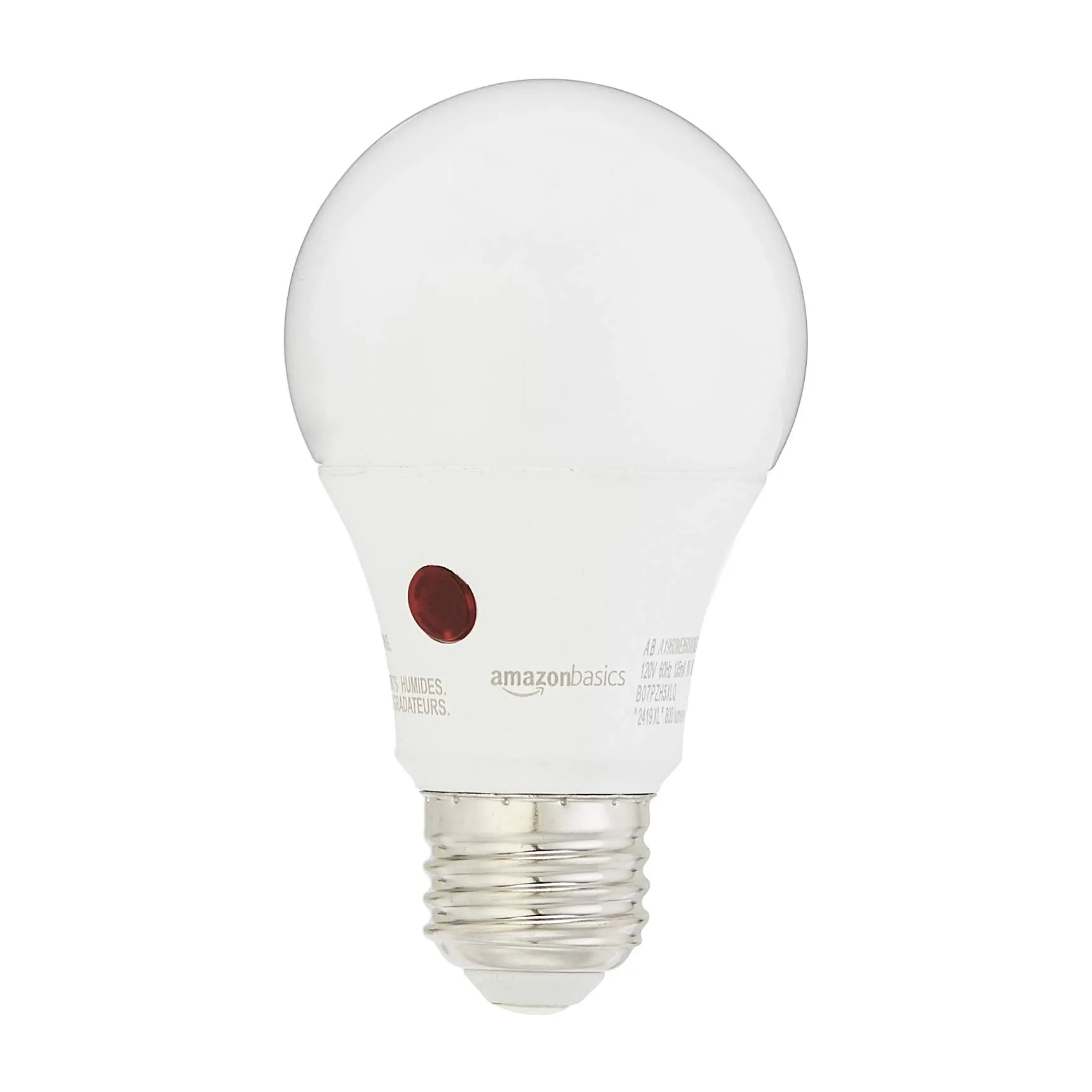 Amazon Basics A19 Dusk to Dawn Sensor LED Outdoor Light Bulb, 60W Equivalent, Energy-Efficient 9W, Daylight White, 2700K, E26 Base, 10,000 Hours, 2 Count (Pack of 1)