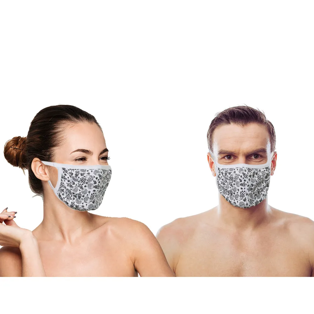 Amba7 Reusable Breathable Cloth Face Mask - Machine Washable, Non-Surgical Double Layer Anti-Dust Protection, Unisex - For Home, Office, Travel, Camping or Cycling (3 Black   2 Flower Design) In Stock