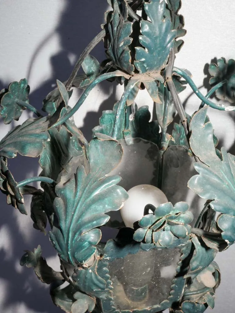 Antique Italian lantern - dark teal 20" x 11¾"