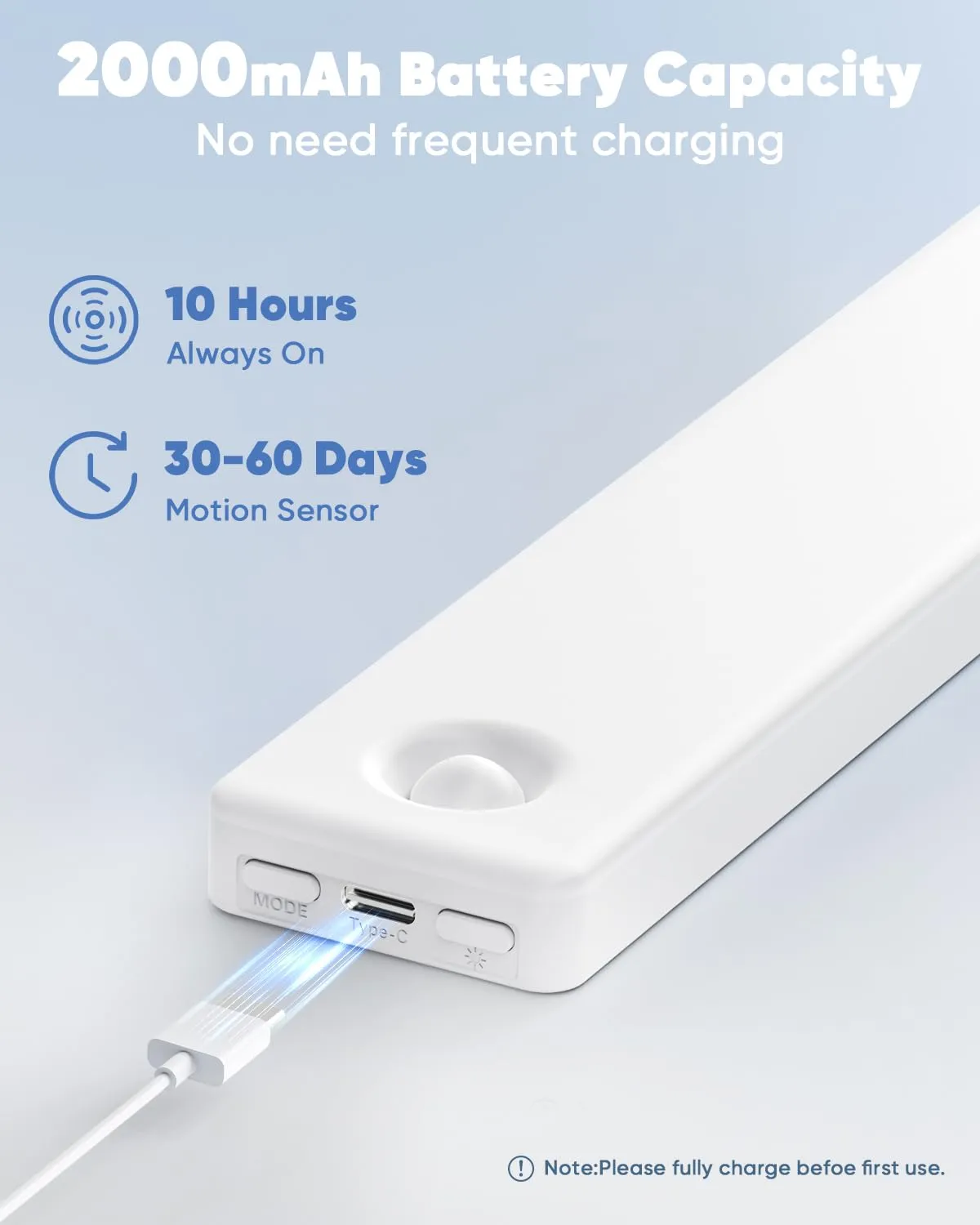 Auxoda Under Cabinet Lighting, 2 Pack Motion Sensor Light Indoor, Rechargeable Closet Lights Battery Operated, LED Lights for Bedroom, Wireless Dimmable Cabinet Lights, Motion Sensor Step Night Light