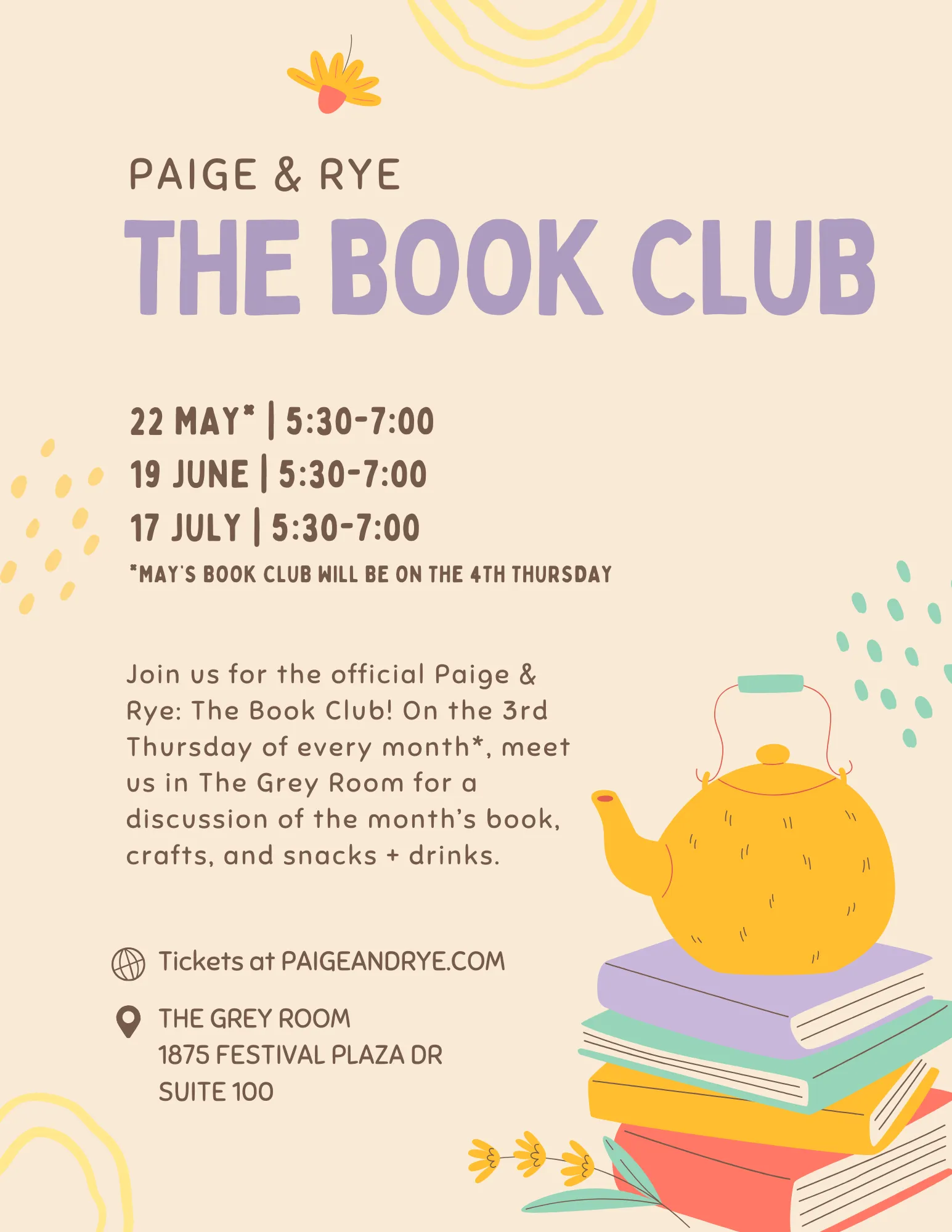 Book Club at Paige & Rye