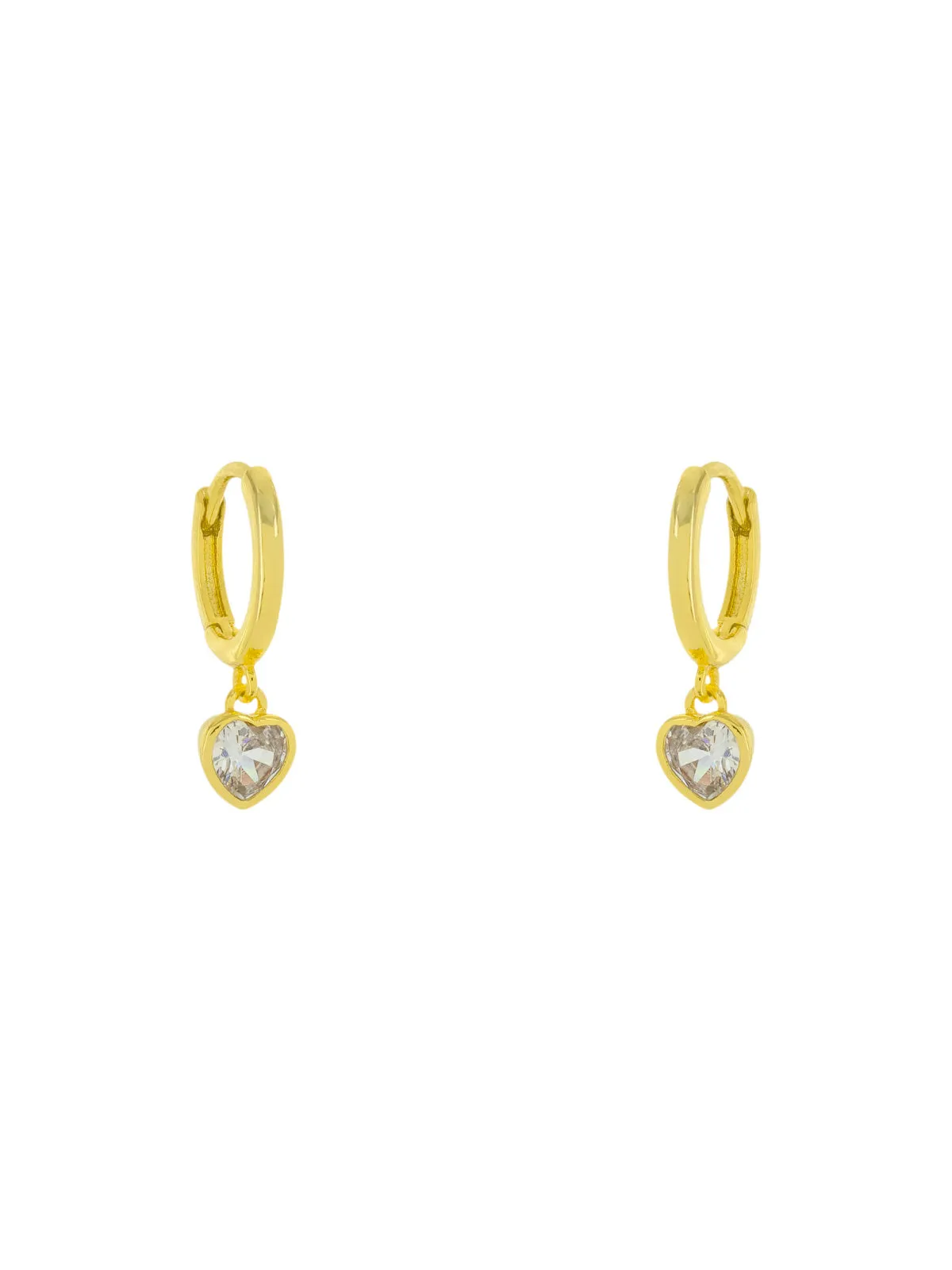 CZ Heart Huggie Hoops