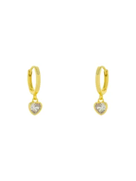 CZ Heart Huggie Hoops