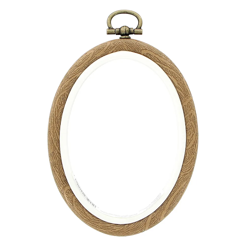 Decorative Plastic Oval Woodgrain Embroidery Hoop - 2" x 3"