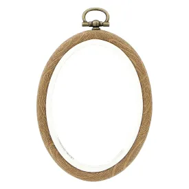 Decorative Plastic Oval Woodgrain Embroidery Hoop - 2" x 3"