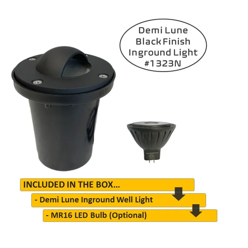 Demi Lune Cast Brass Black In-ground Well Light