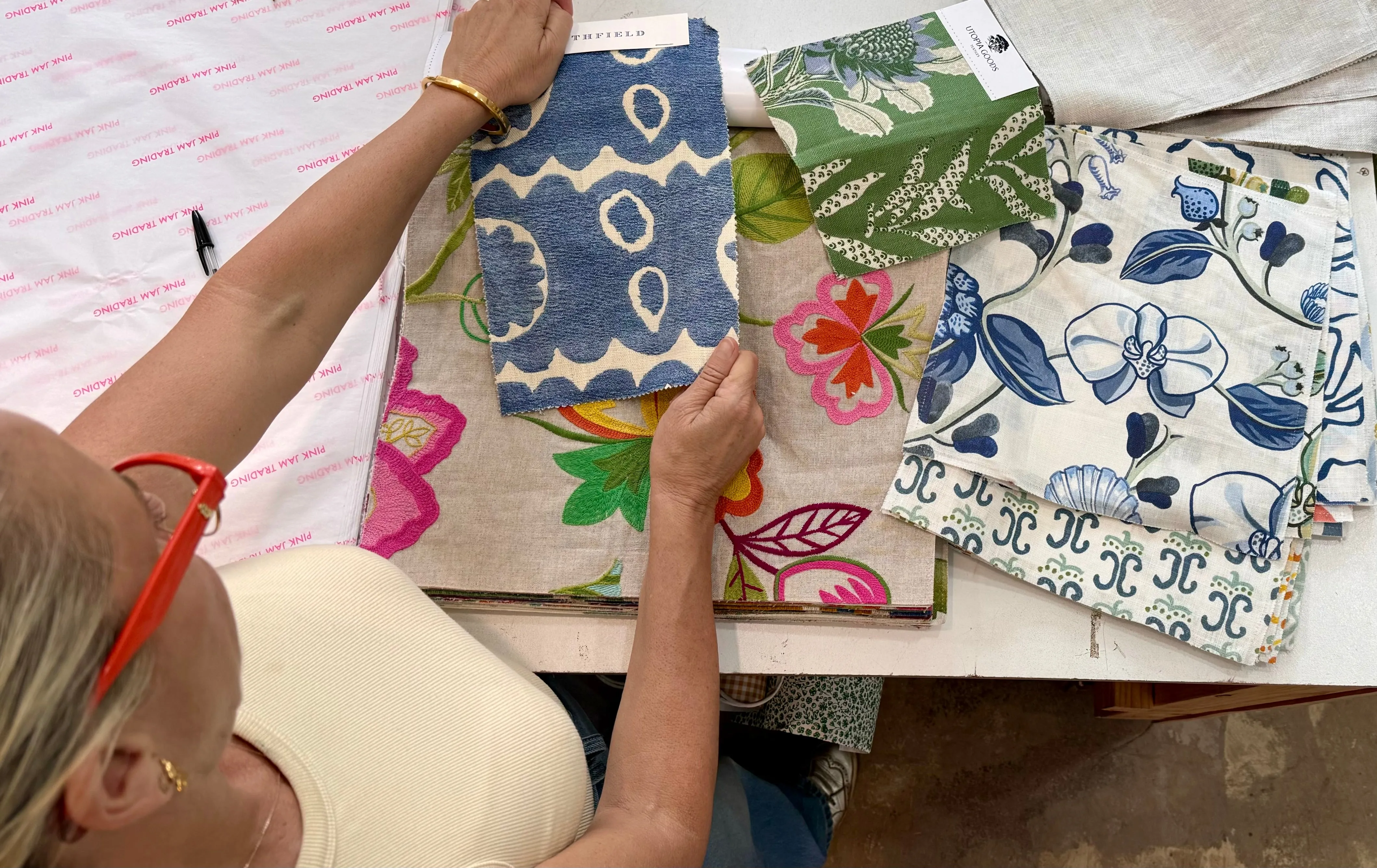 Designer Fabric Covered Bench