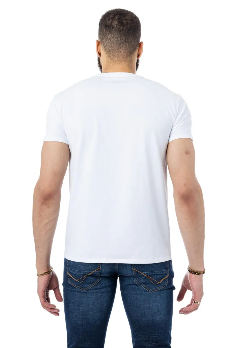 Heads or Tails Men's Tiger On Water Rhinestone Studded Graphic Printed T-Shirt