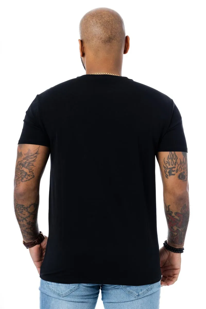 Heads or Tails Men's Tiger On Water Rhinestone Studded Graphic Printed T-Shirt