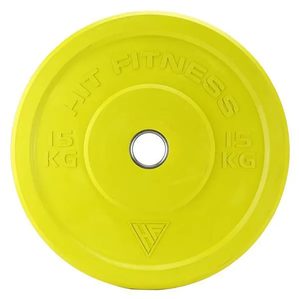 Hit Fitness 15kg Commercial Coloured Rubber Bumper Plate