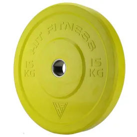 Hit Fitness 15kg Commercial Coloured Rubber Bumper Plate