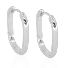 Paperclip Polished Silver Huggies - Large