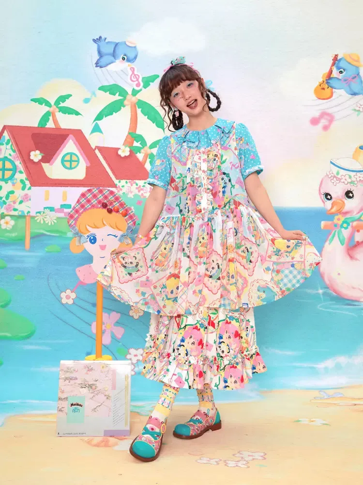 Retro print overskirt【s0000009530】