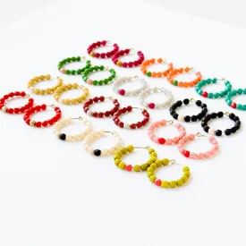Small Colorful Gold Filled Hoops with Beads - WS