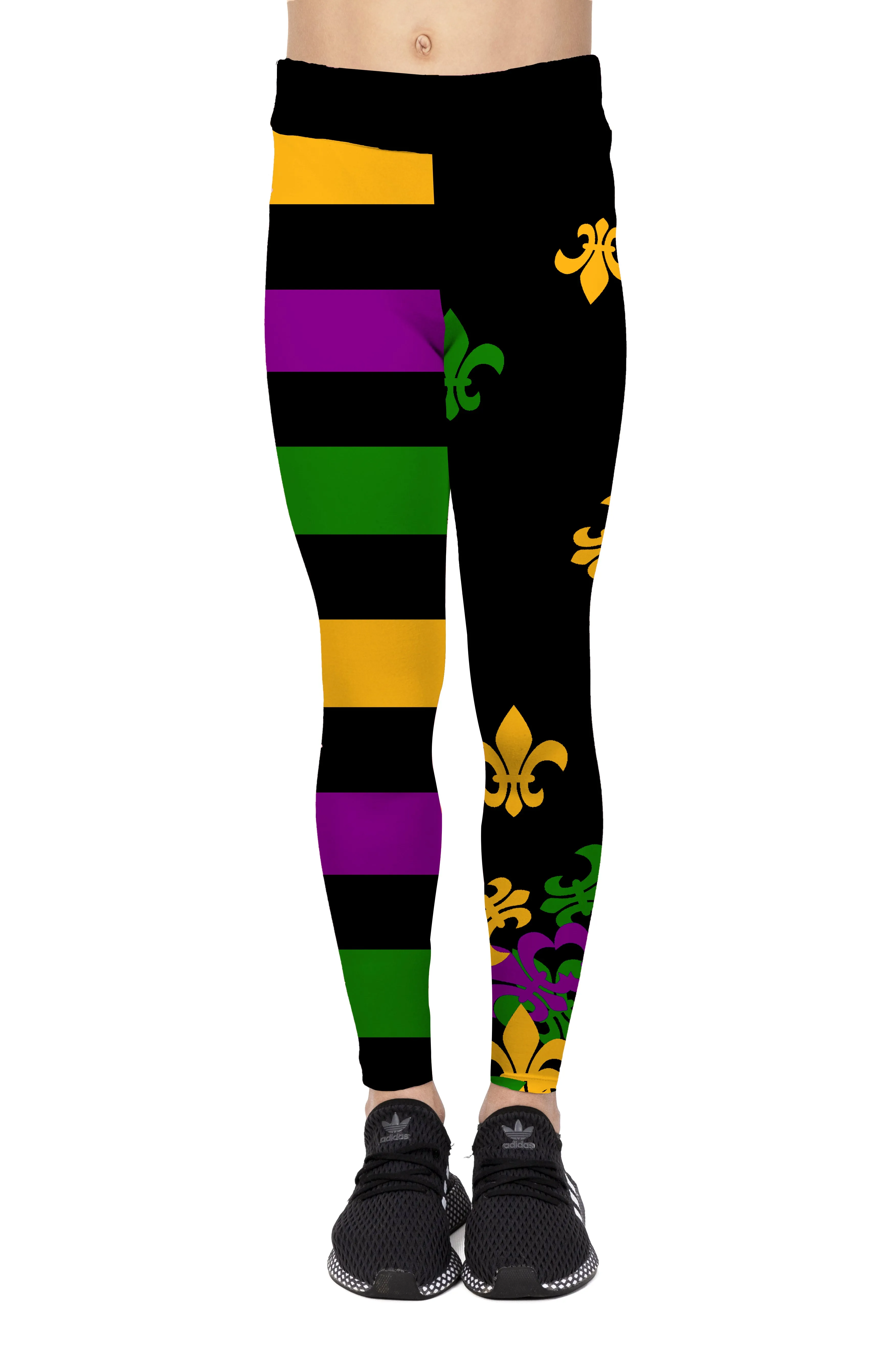 Spandex Leggings Junior - Fleur De Lis and Stripes