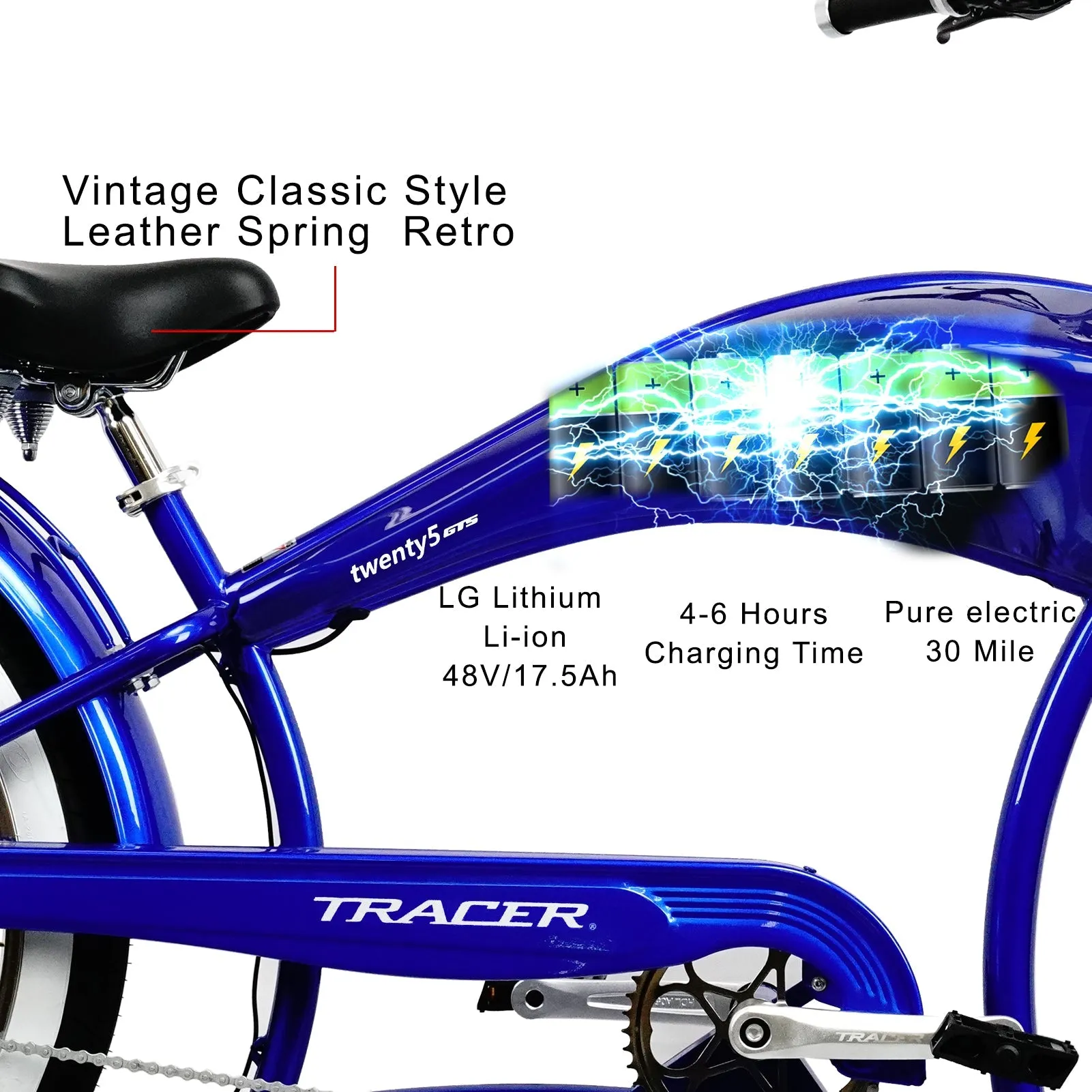 Tracer Twenty5 GTS 26" 48V/17.5Ah 500W Cruiser E-Bikes