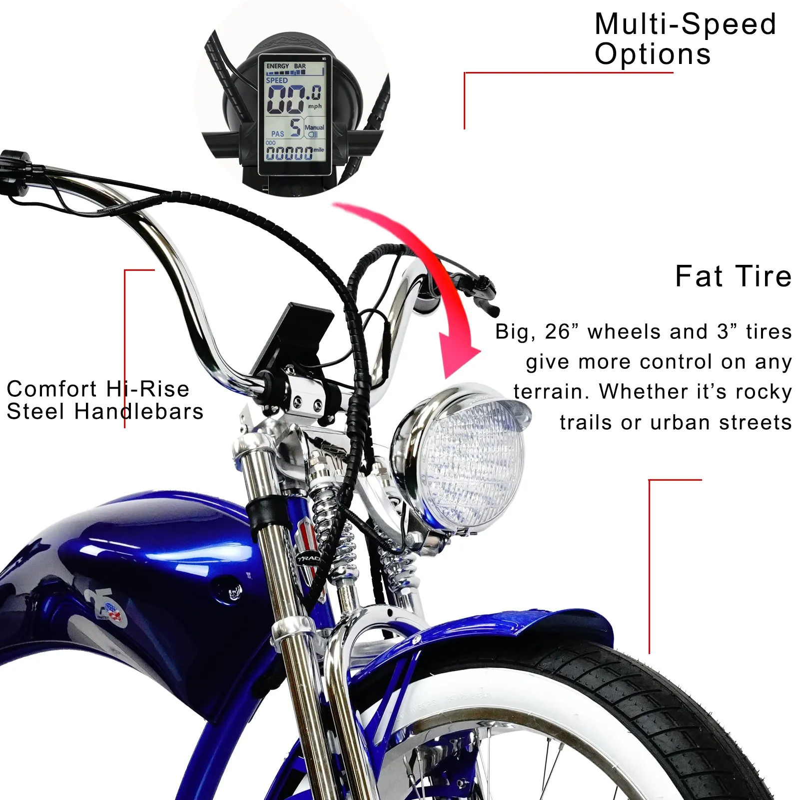 Tracer Twenty5 GTS 26" 48V/17.5Ah 500W Cruiser E-Bikes