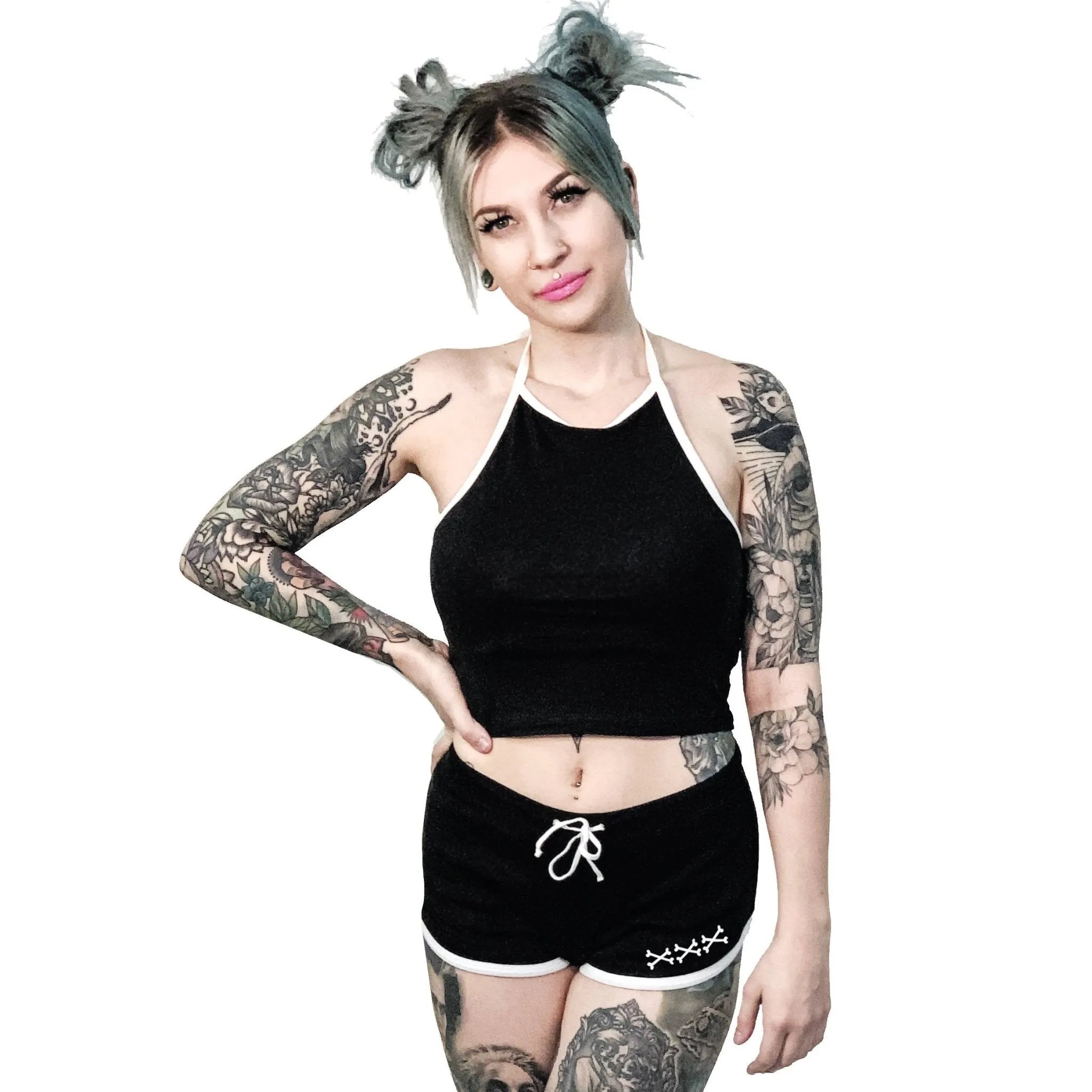 Up Yours Skeleton Finger Short Shorts