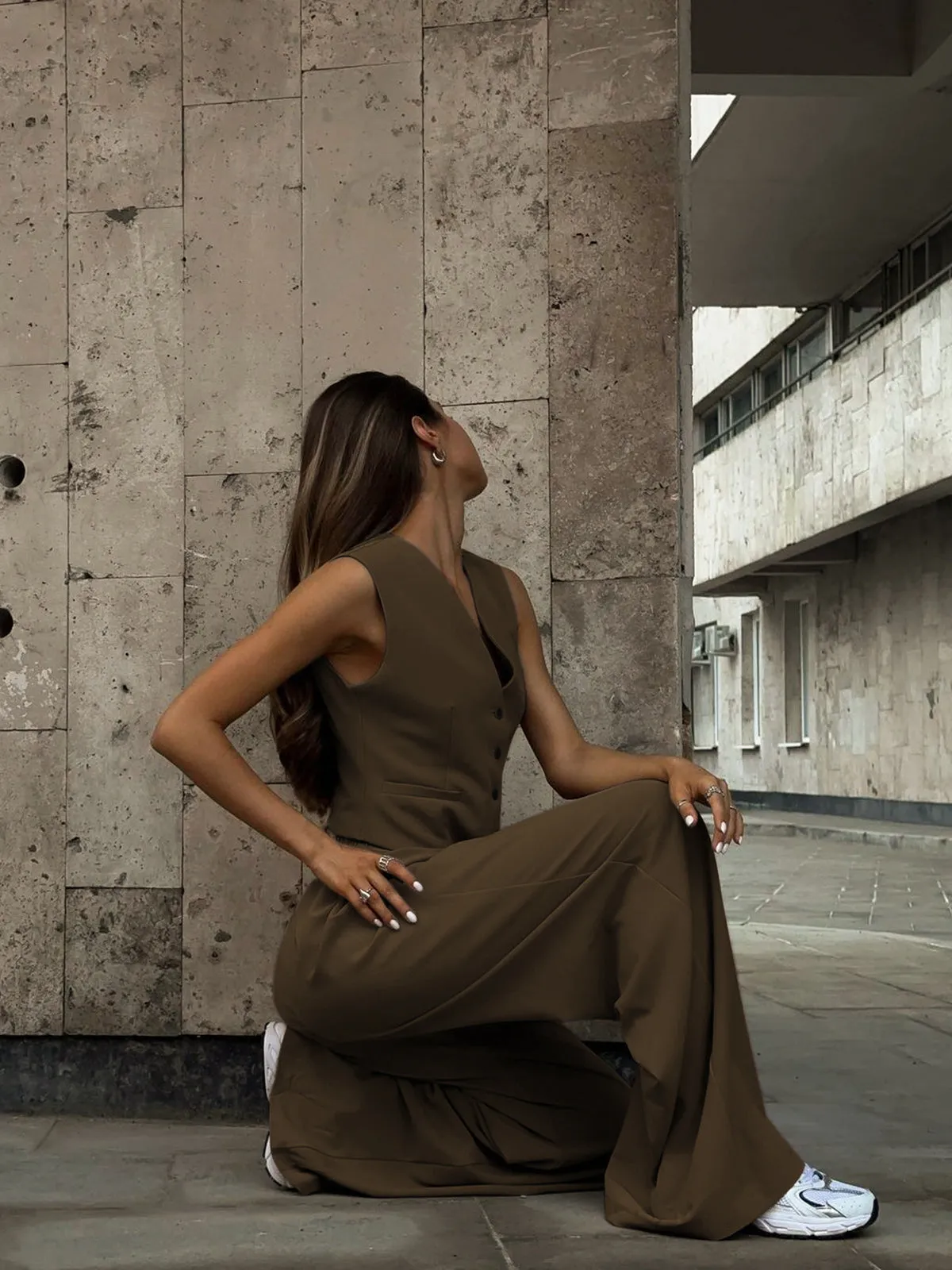 V-hals Gilet met Broek Set