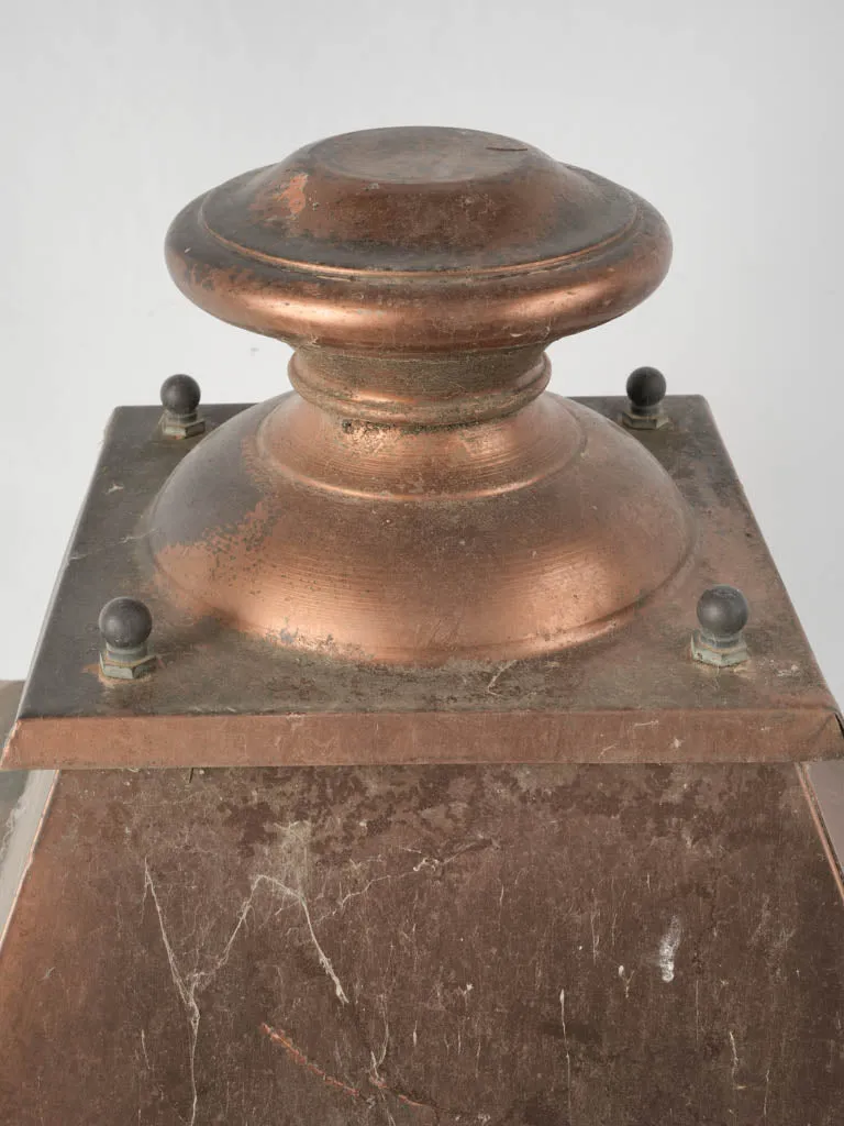 Vintage copper street lantern from lamp post 28¼" x 15"