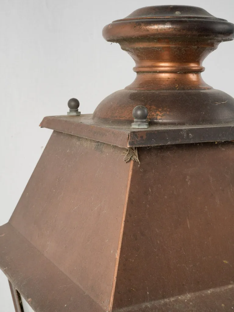 Vintage copper street lantern from lamp post 28¼" x 15"